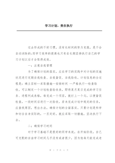 学习计划，贵在执行.docx