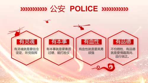 红色公安民警风采展示PPT动态模板