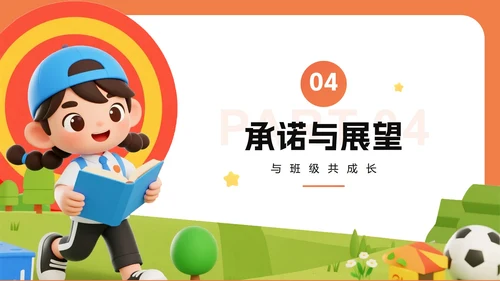 橙色3D卡通风班级班委班干部竞选PPT模板