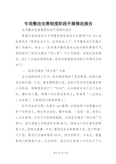 专项整改完善制度阶段开展情况报告.docx