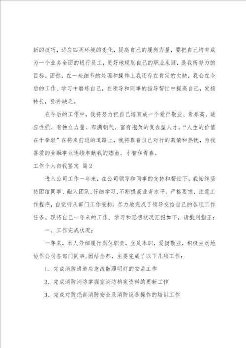 有关工作个人自我鉴定模板5篇