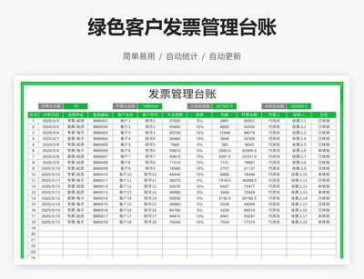 绿色客户发票管理台账