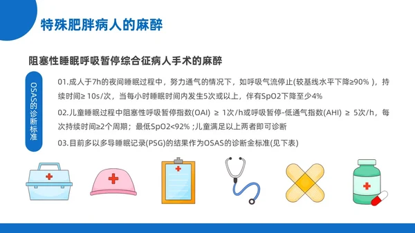 蓝黄色插画风肥胖患者的麻醉管理医院培训PPT课件护理