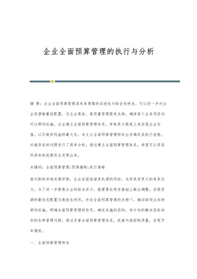 企业全面预算管理的执行与分析.docx