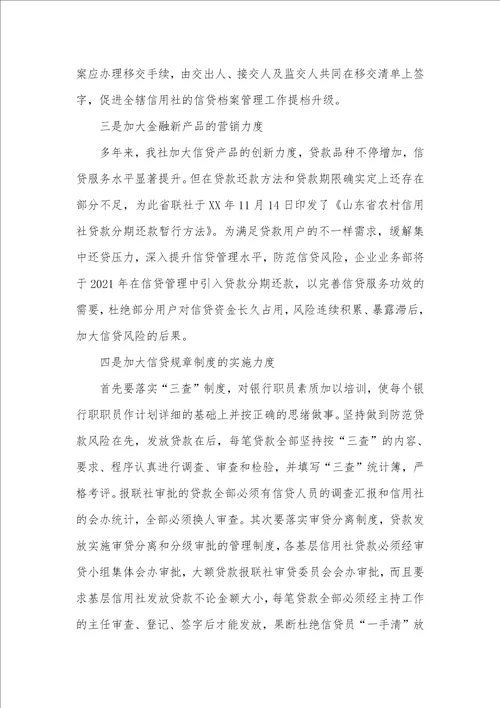 2021年银行信贷工作计划