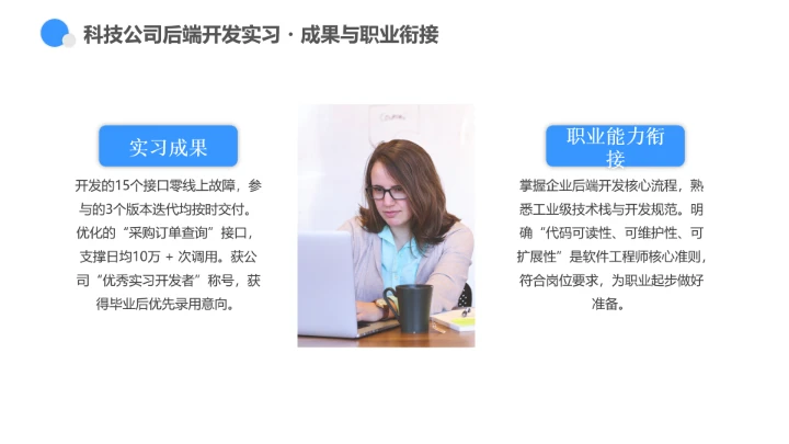 蓝色商务风软件工程专业大学生职业生涯规划发展展示PPT模版