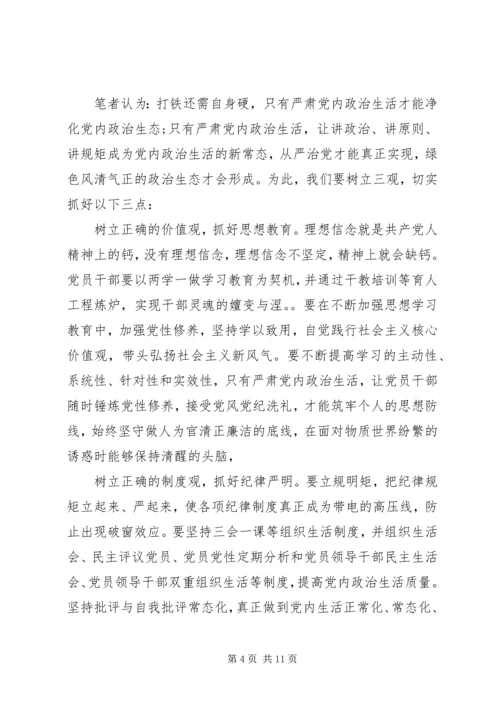 关于严肃党内政治生活专题讲话稿.docx