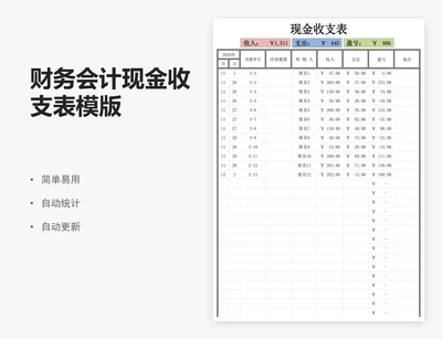 财务会计现金收支表模版