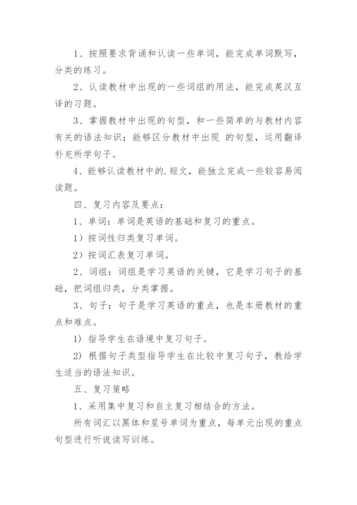 四年级英语期末复习计划.docx