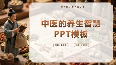 棕色插画风中医学术汇报PPT封面