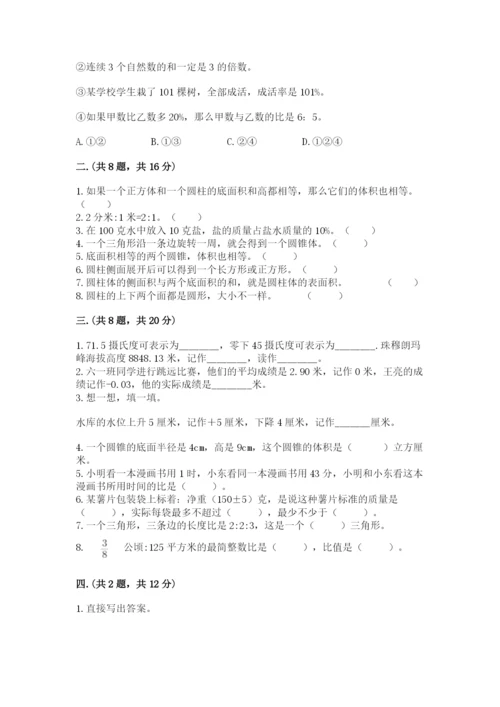 浙教版数学小升初模拟试卷（精选题）.docx