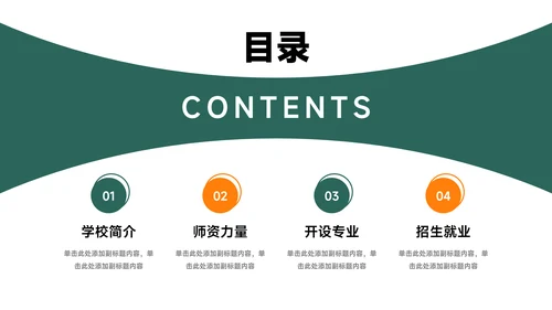 绿橙简洁实用大气高校招生简章PPT模板