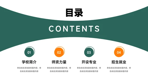 绿橙简洁实用大气高校招生简章PPT模板