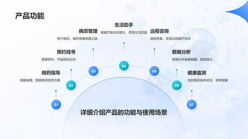 蓝色渐变风医疗保健产品介绍PPT模板