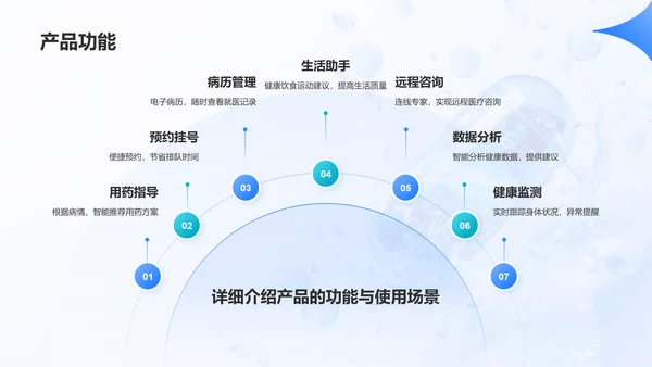 蓝色渐变风医疗保健产品介绍PPT模板