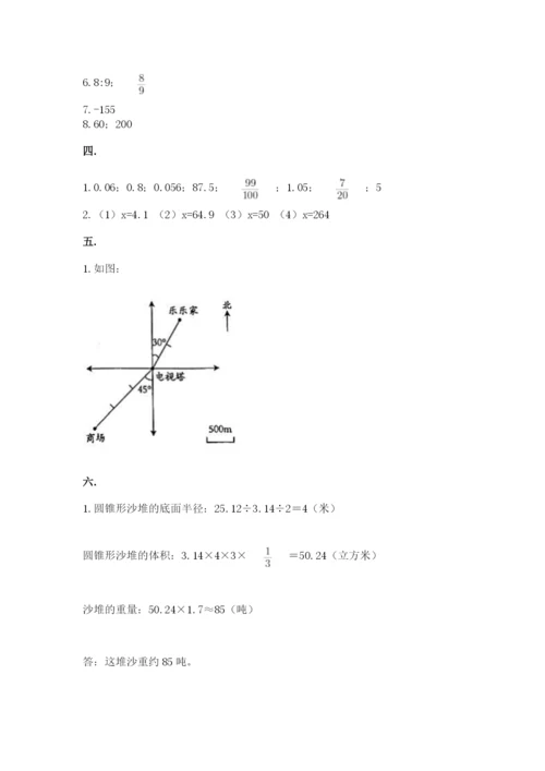 人教版六年级数学下学期期末测试题及完整答案（夺冠）.docx