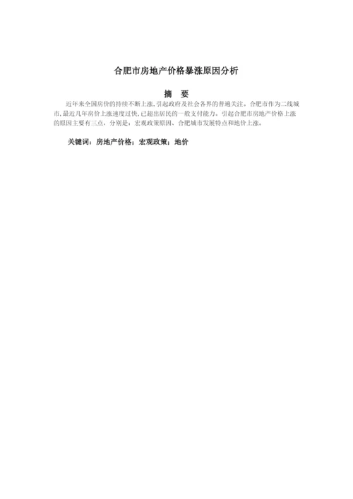 房地产经济学论文-合肥市房地产价格暴涨原因分析.docx