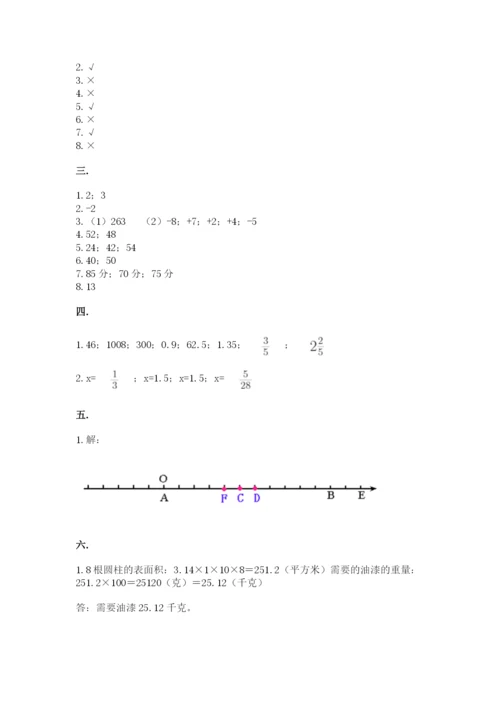 小学数学六年级下册竞赛试题带答案.docx