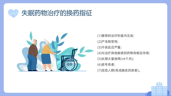 蓝色插画老年人睡眠障碍PPT课件健康宣讲