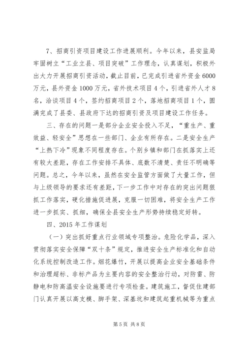 县安全生产监督管理局年度工作报告.docx