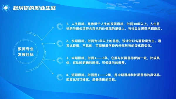 教师专业发展简约渐变蓝色边框鱼缸鱼职业规划老师教师培训