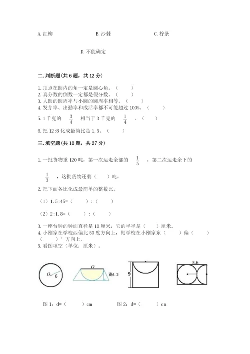 人教版六年级上册数学期末测试卷（夺冠系列）word版.docx