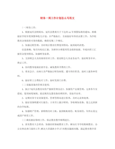 精编之财务一周工作计划怎么写范文.docx