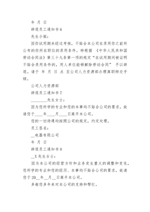 辞退员工通知书10篇格式.docx