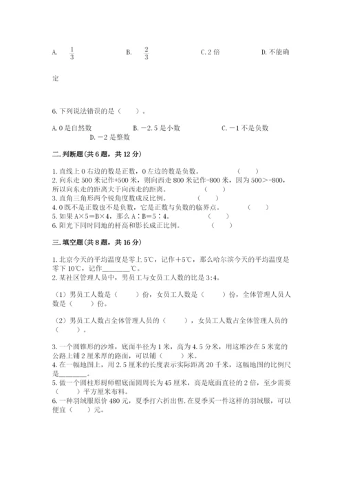 东川区六年级下册数学期末测试卷标准卷.docx