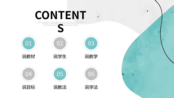 绿色清新简约流体形状曲线教师说课通用模版PPT