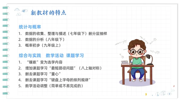 蓝色卡通初中数学新课标解读PPT模板宣传PPT动态PPT