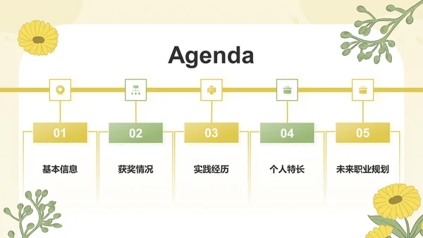 黄色插画风保研夏令营面试自我介绍PPT模板