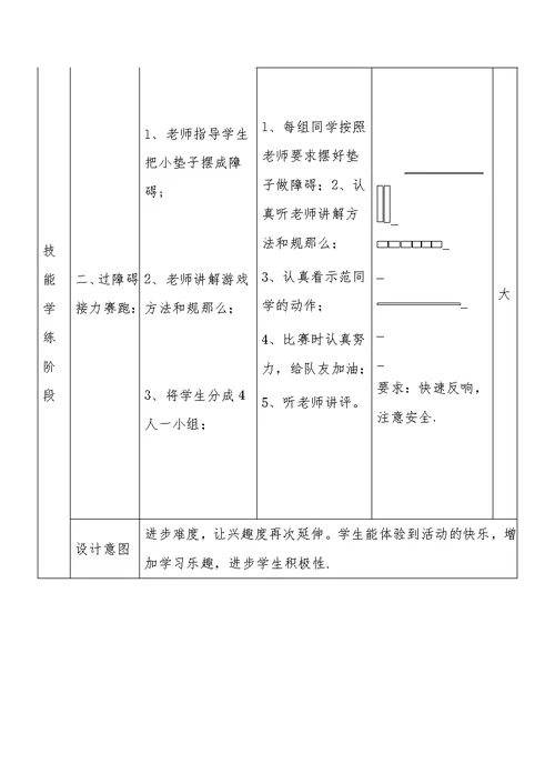 教学内容后滚翻 2、游戏：障碍跑教