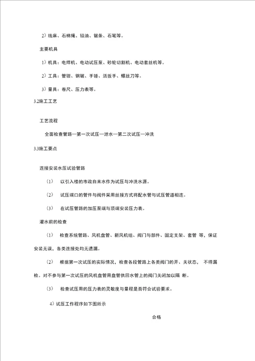 水系统打压冲洗方案