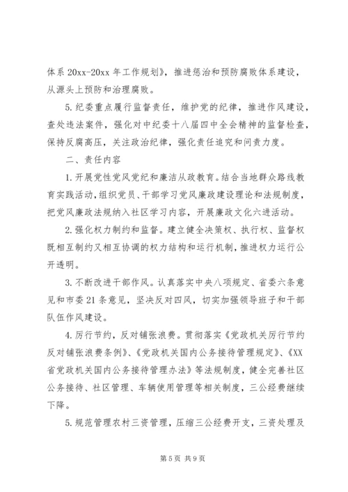 社区党风廉政责任书范文.docx