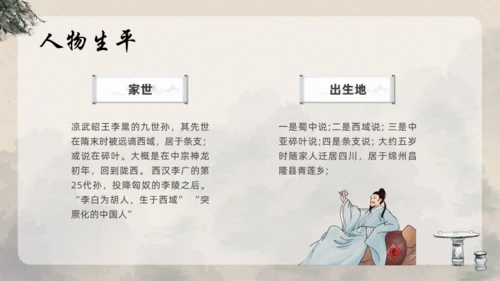 青莲居士李白诗仙李白介绍通用PPT模板