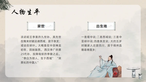 青莲居士李白诗仙李白介绍通用PPT模板