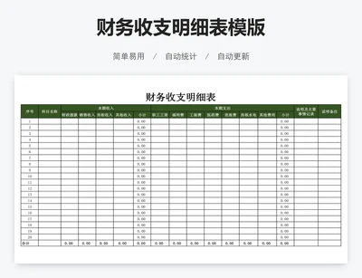 财务收支明细表模版