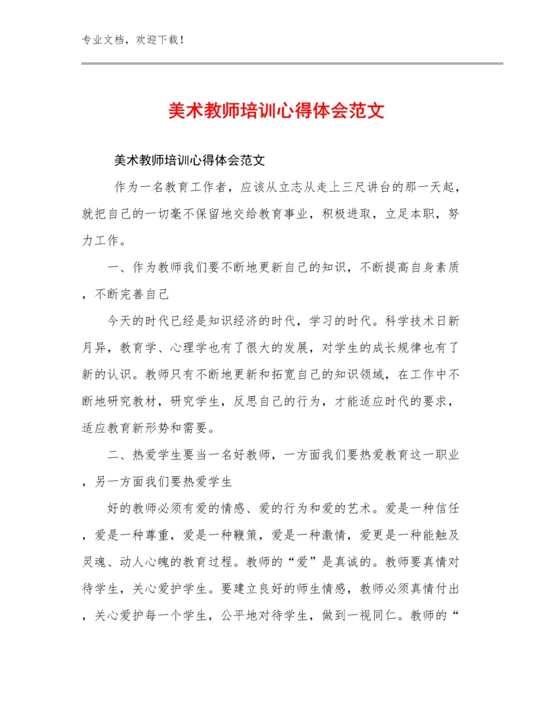 美术教师培训心得体会范文例文13篇.docx