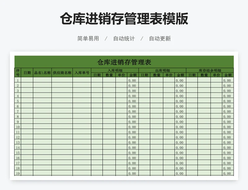 仓库进销存管理表模版
