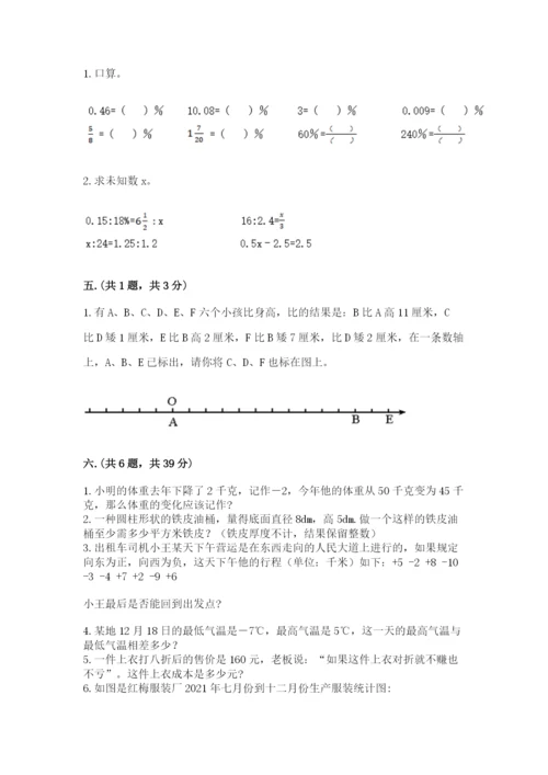 人教版六年级数学下学期期末测试题【考试直接用】.docx