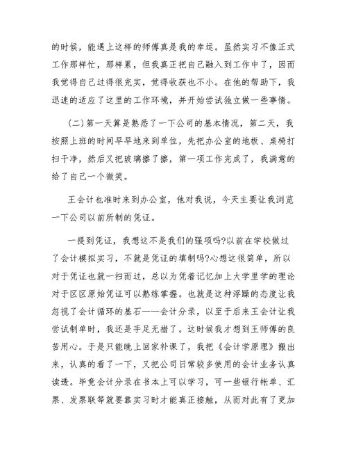 寒假公司会计的实训总结范文
