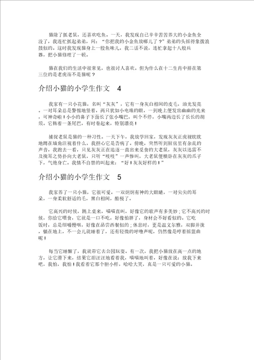 介绍小猫的小学生作文