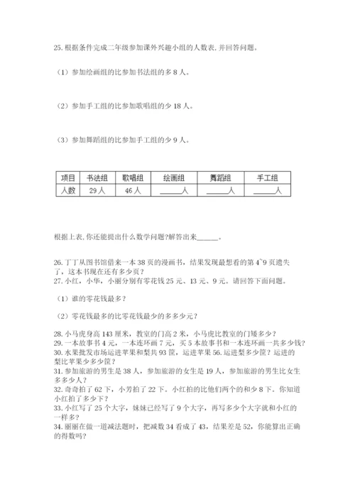 二年级上册数学应用题100道必考题.docx