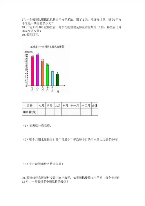 小学数学四年级应用题100道上册1套