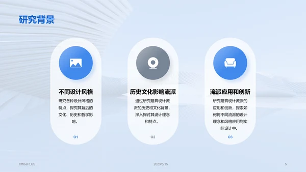 蓝色商务现代建筑设计流派研究报告PPT模板