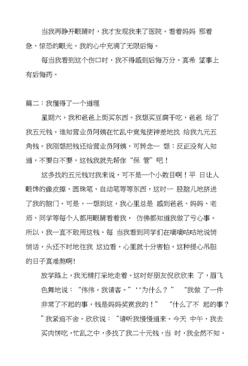 懂得道理的作文