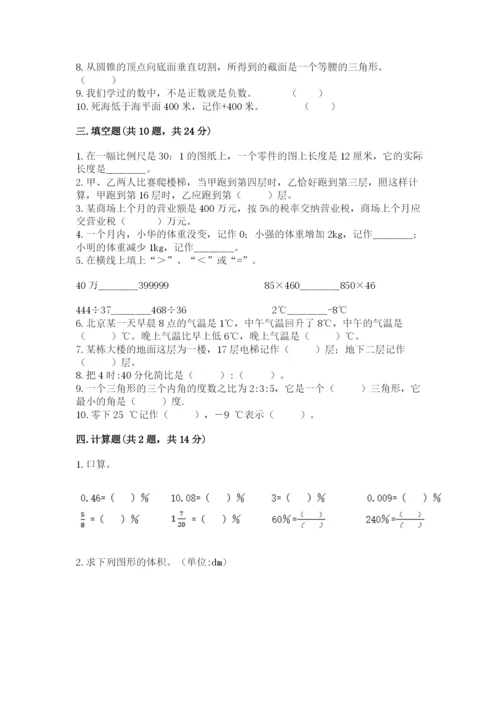 小学数学六年级下册小升初真题模拟测试卷及答案【典优】.docx