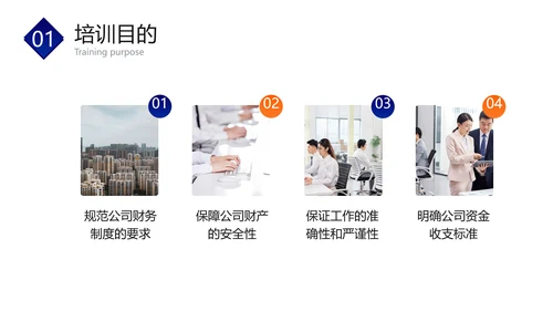 蓝橙色扁平风财务企业员工培训PPT套装