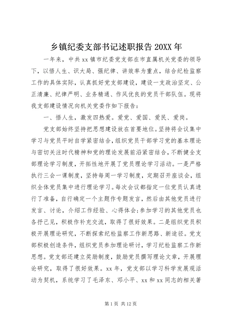 乡镇纪委支部书记述职报告某年.docx